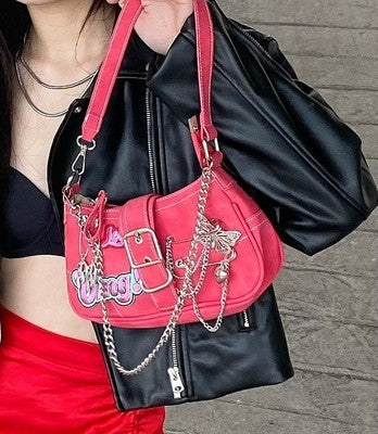 2000s Metal Embellished Y2K Shoulder Bag - Image 3