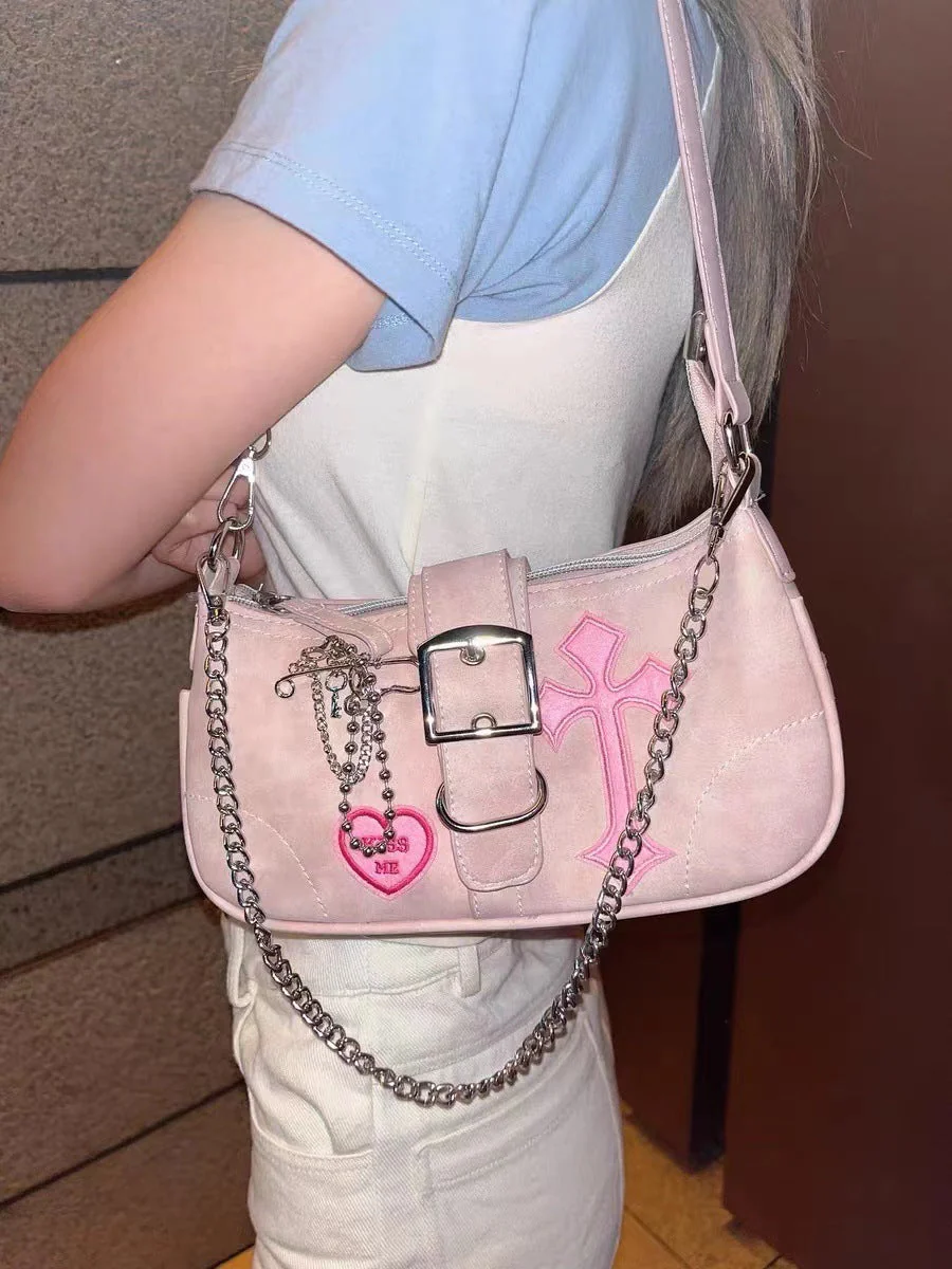 2000s Metal Embellished Y2K Shoulder Bag - Image 8