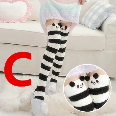 Sweet Students Crtoon Coral Velvet Stockings - Image 5