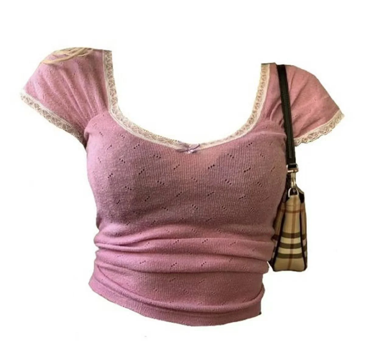 90s Aesthetic Lace Patchwork Top - Image 4
