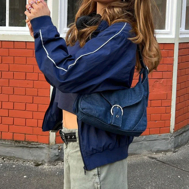 90s Contrast Piping Zip Up Jacket