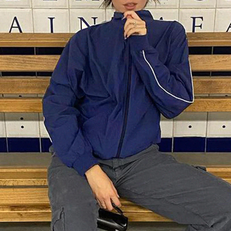 90s Contrast Piping Zip Up Jacket - Image 3