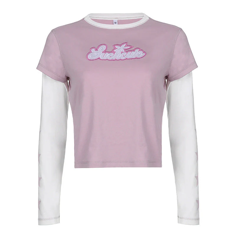 90s Logo Embroidery Patchwork Long Sleeve Top - Image 4