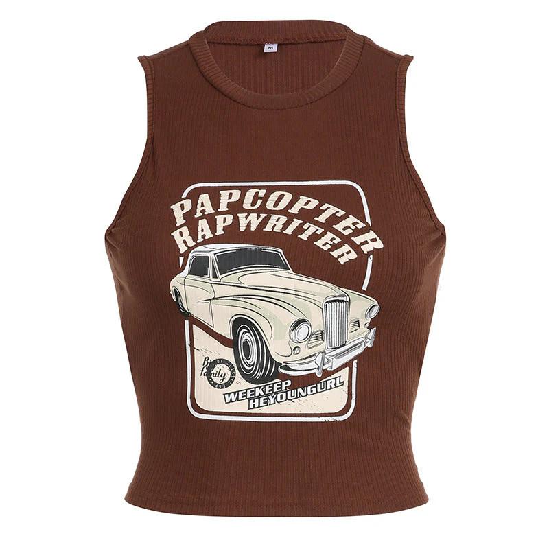 90's Retro Print Ribbed Crop Tank Top - Image 10