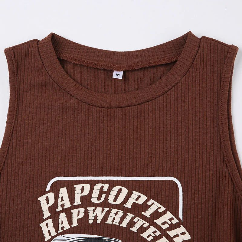 90's Retro Print Ribbed Crop Tank Top - Image 4