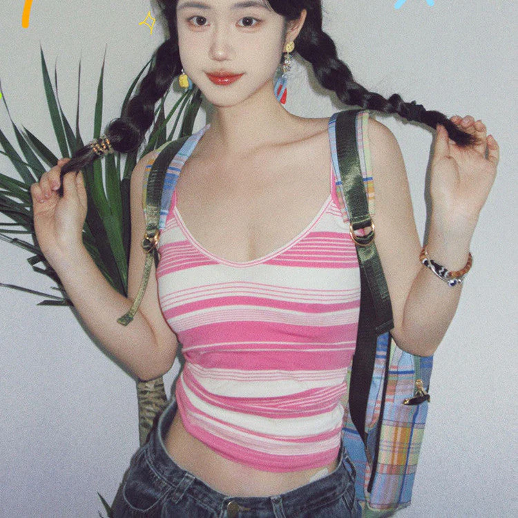 90s Striped Crop Cami Top - Image 4