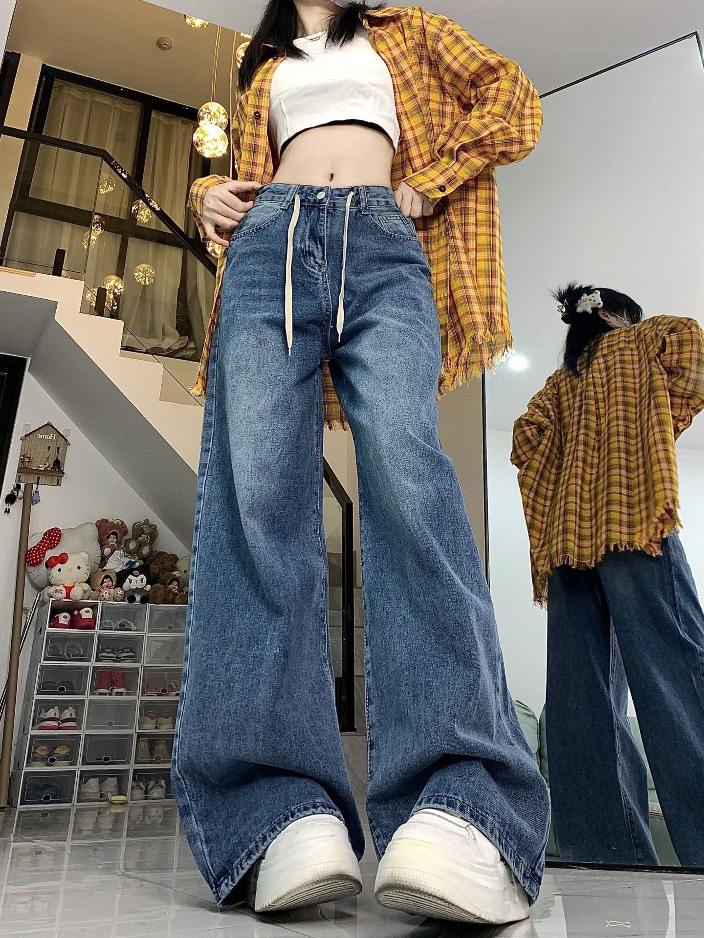 90s Washed Baggy Boyfriend Jeans - Image 5