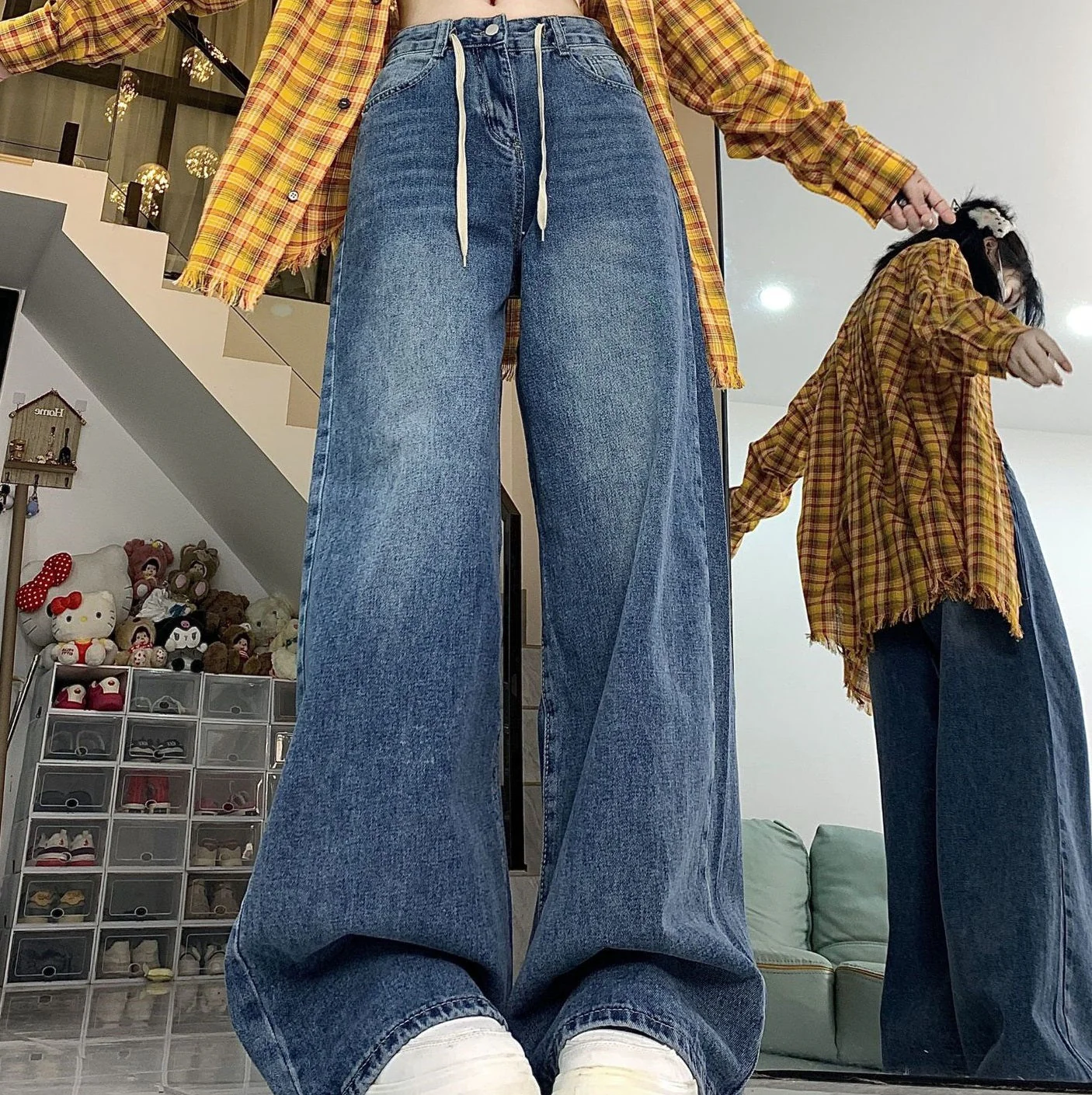 90s Washed Baggy Boyfriend Jeans - Image 8