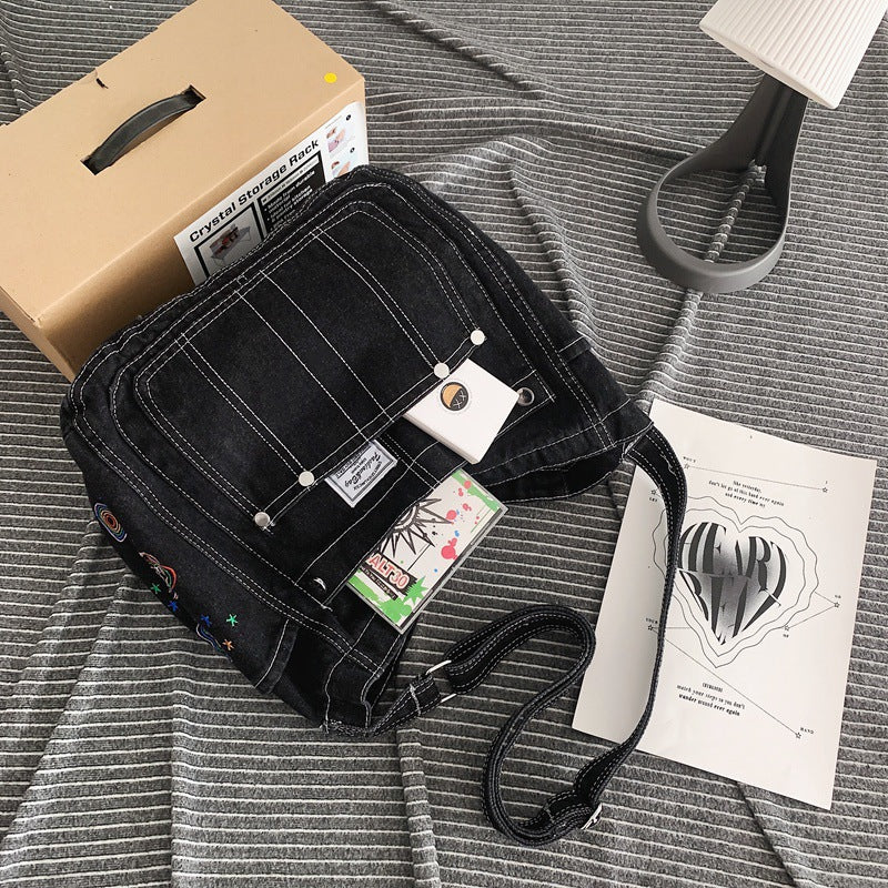 Aesthetic Denim Large Canvas Crossbody Bag - Image 6