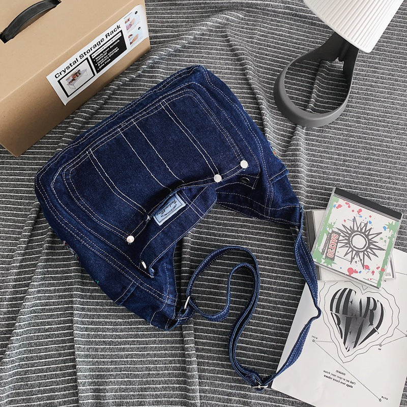 Aesthetic Denim Large Canvas Crossbody Bag - Image 8