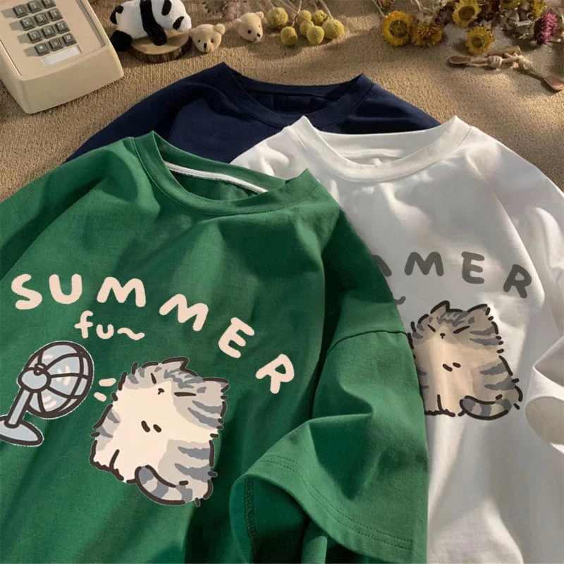 Aesthetic Kitten Print Oversized T-shirt - Image 6