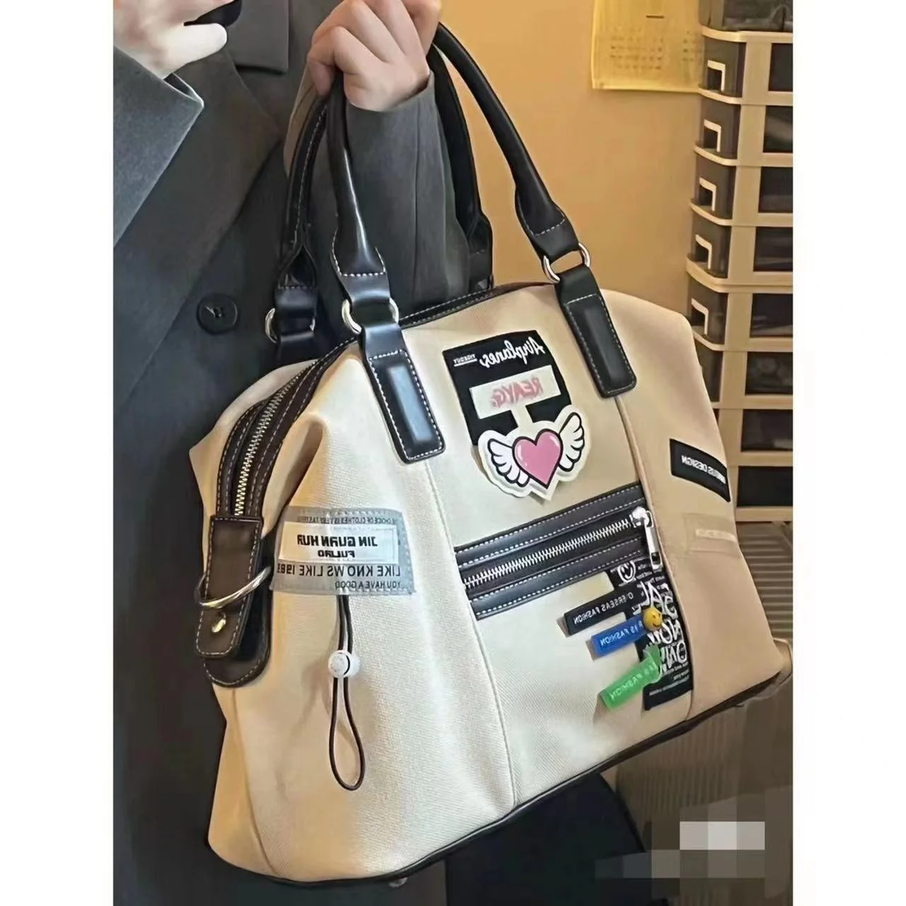 Aesthetic Large Canvas Handbag - Image 4