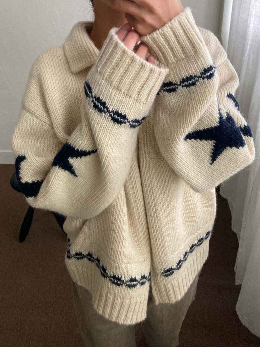 Aesthetic Moon Star Print Zip Up Cardigan - Image 4