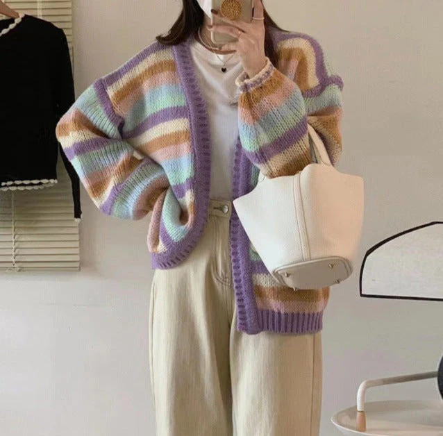 Aesthetic Stiped Oversized Cardigan - Image 5
