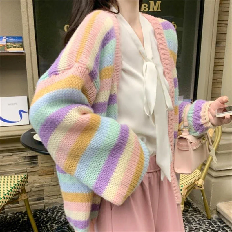 Aesthetic Stiped Oversized Cardigan - Image 7