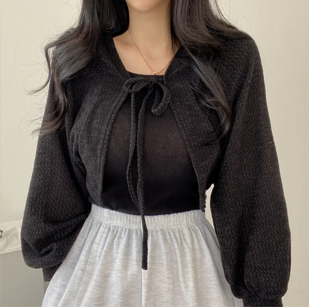 Aesthetic Tie Knitted Cardigan - Image 4
