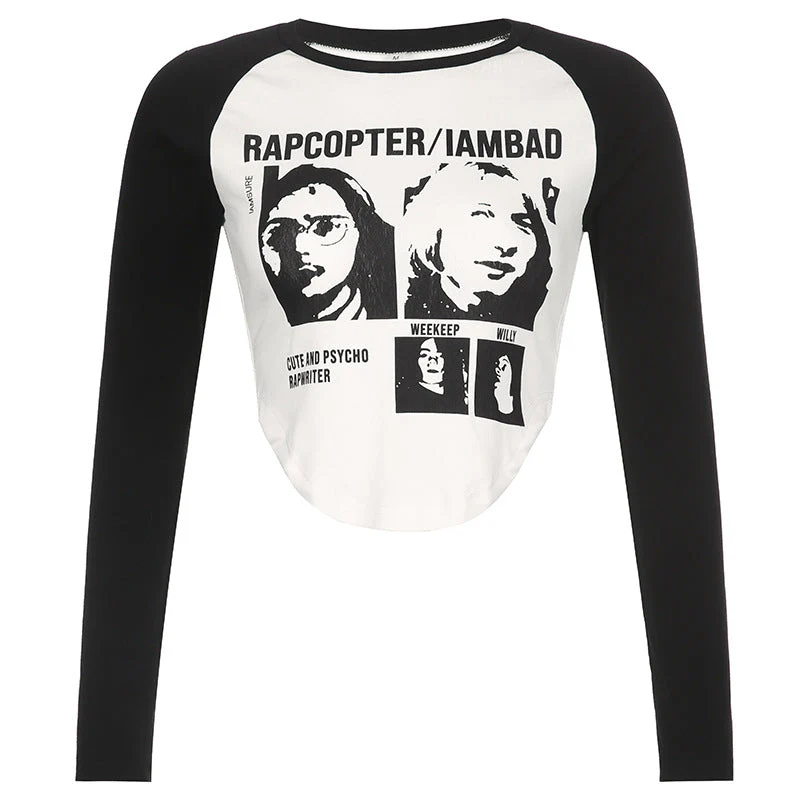Asymmetric Vintage Print Crop Top - Image 9