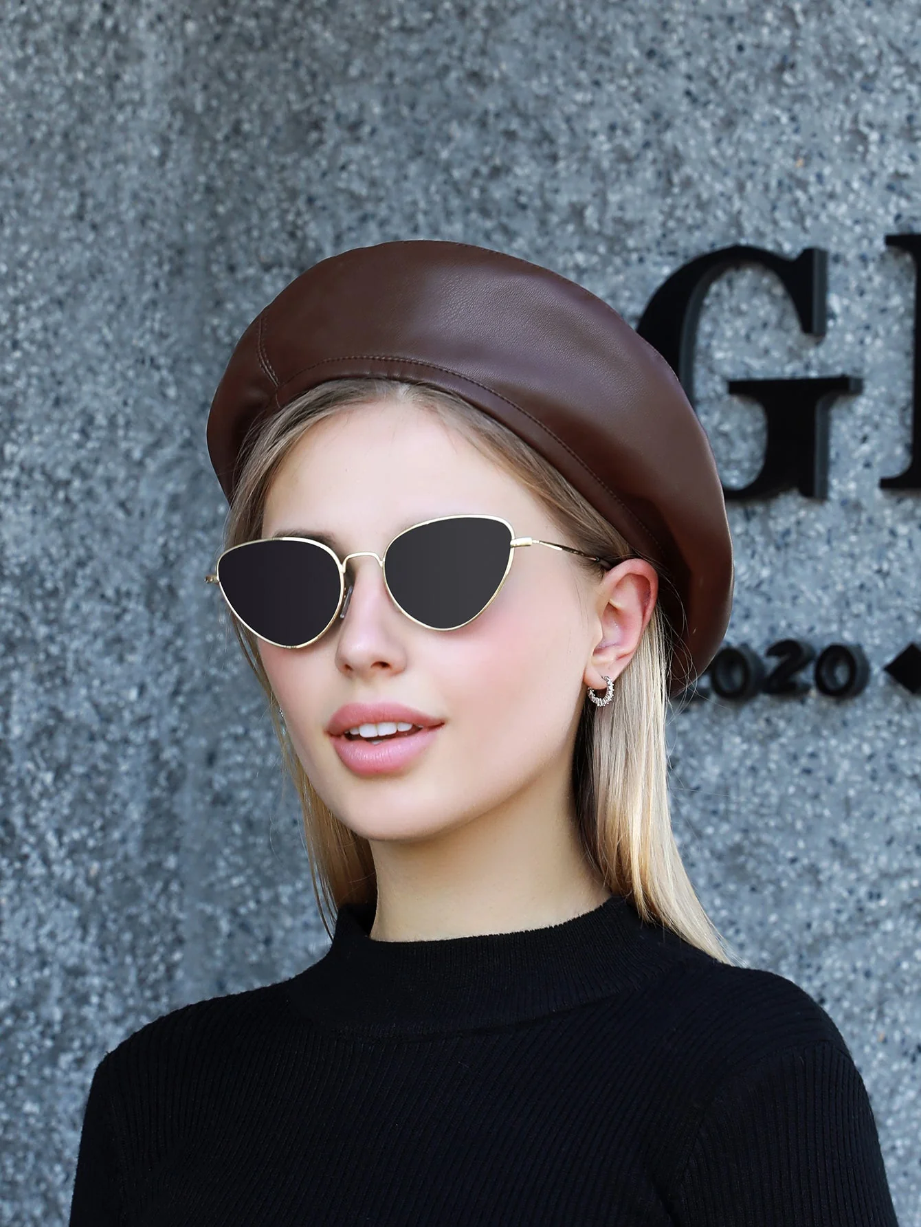 Autumn And Winter Pu Beret Hat - Image 6