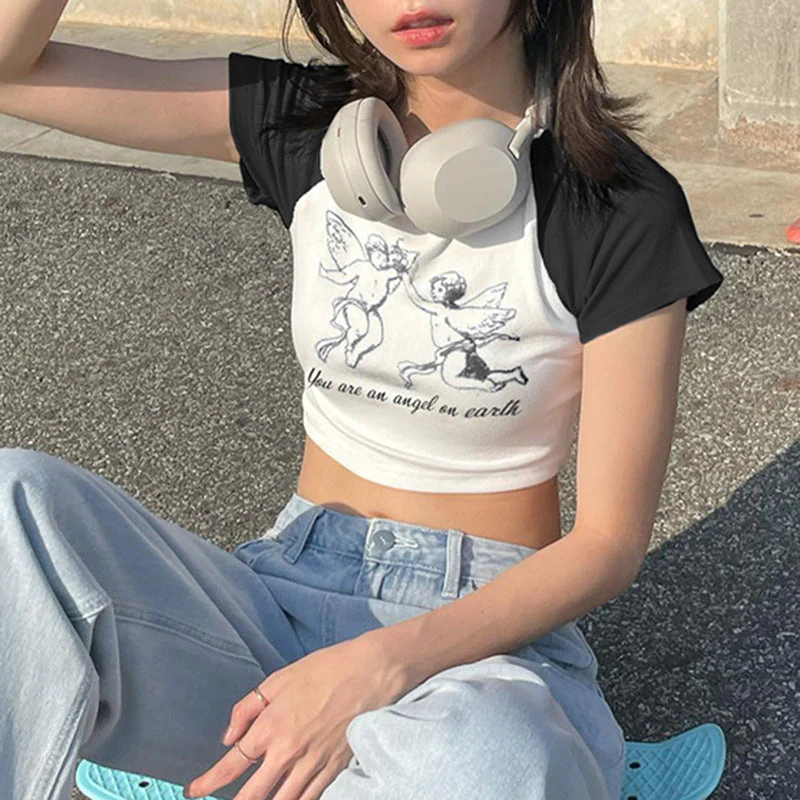Baby Angel Raglan Sleeve Crop Top - Image 2