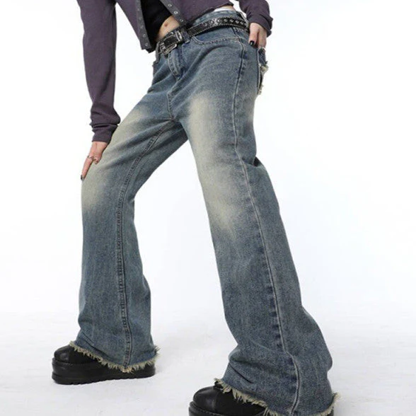 Back Star Patchwork Flare Jeans - Image 2