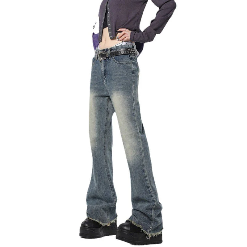 Back Star Patchwork Flare Jeans - Image 5