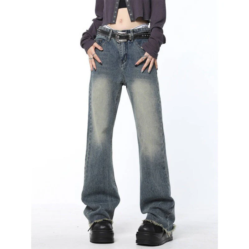 Back Star Patchwork Flare Jeans - Image 7