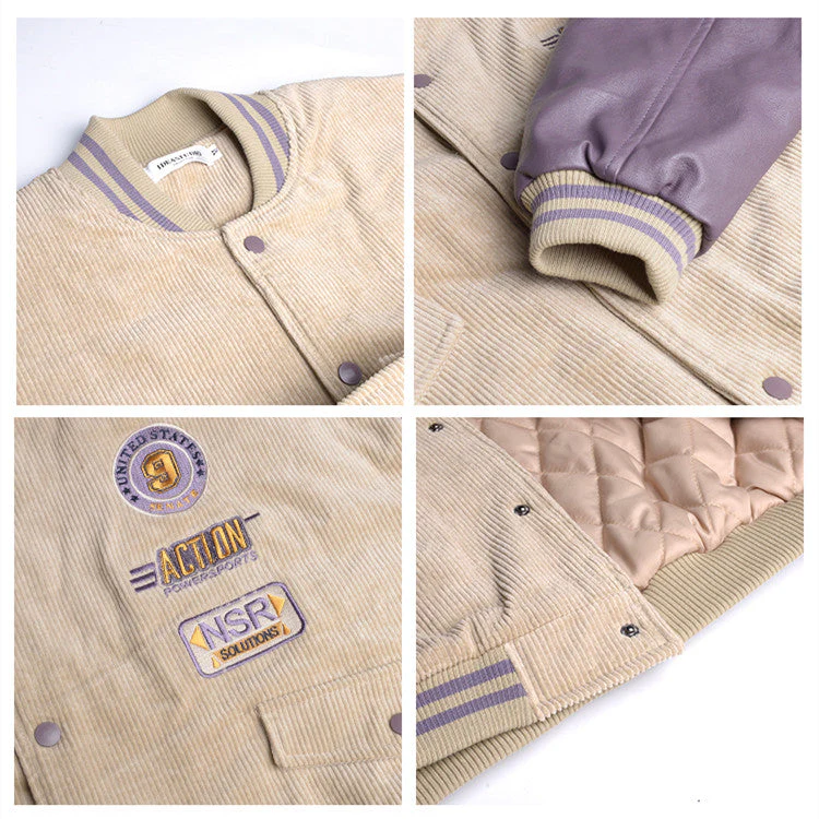 Badge Patch Corduroy Varsity Jacket - Image 9