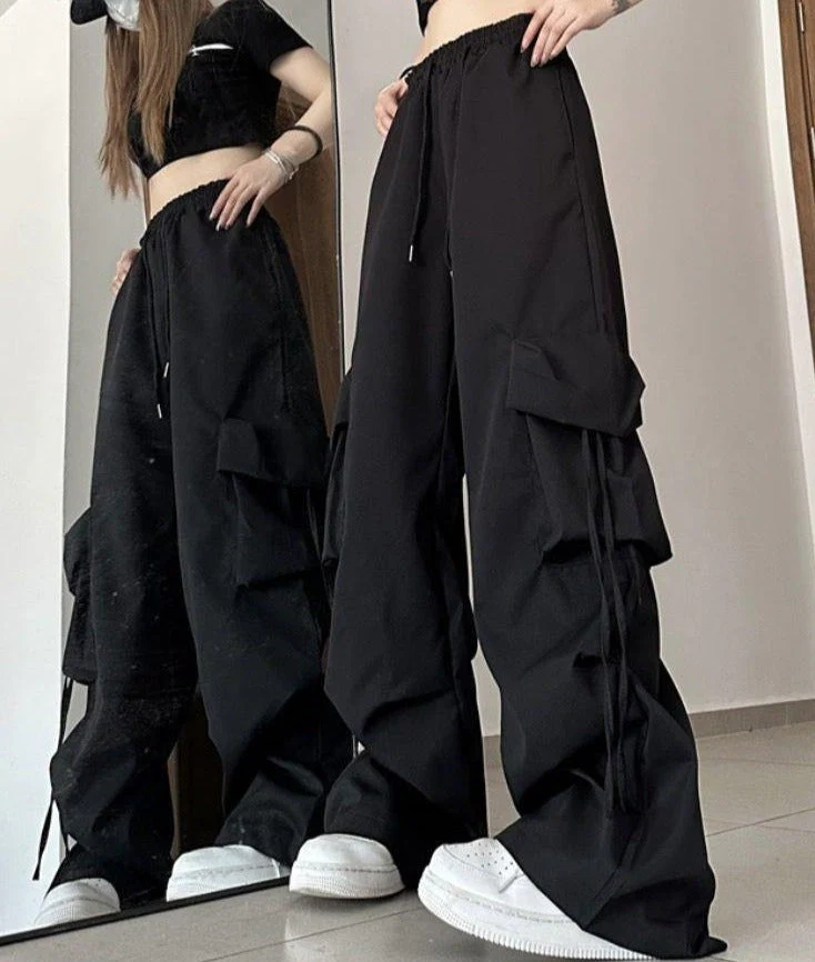 Baggy Drawstring Parachute Cargo Pants - Image 3