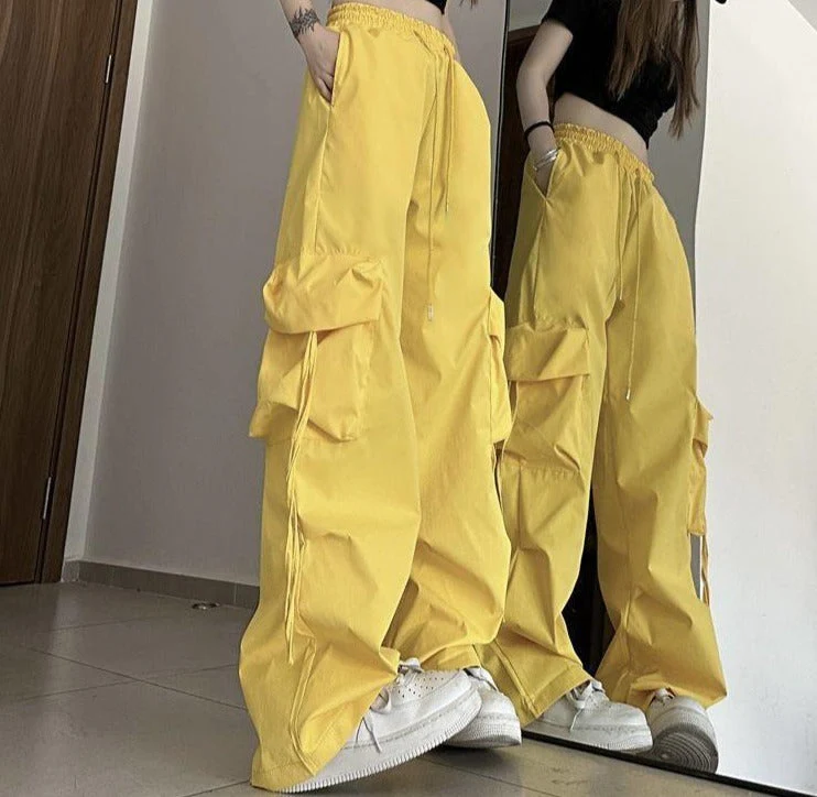 Baggy Drawstring Parachute Cargo Pants - Image 4