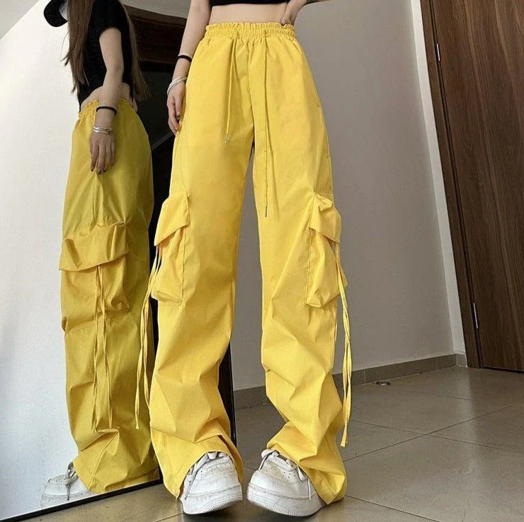 Baggy Drawstring Parachute Cargo Pants - Image 6