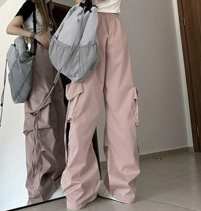 Baggy Drawstring Parachute Cargo Pants - Image 8