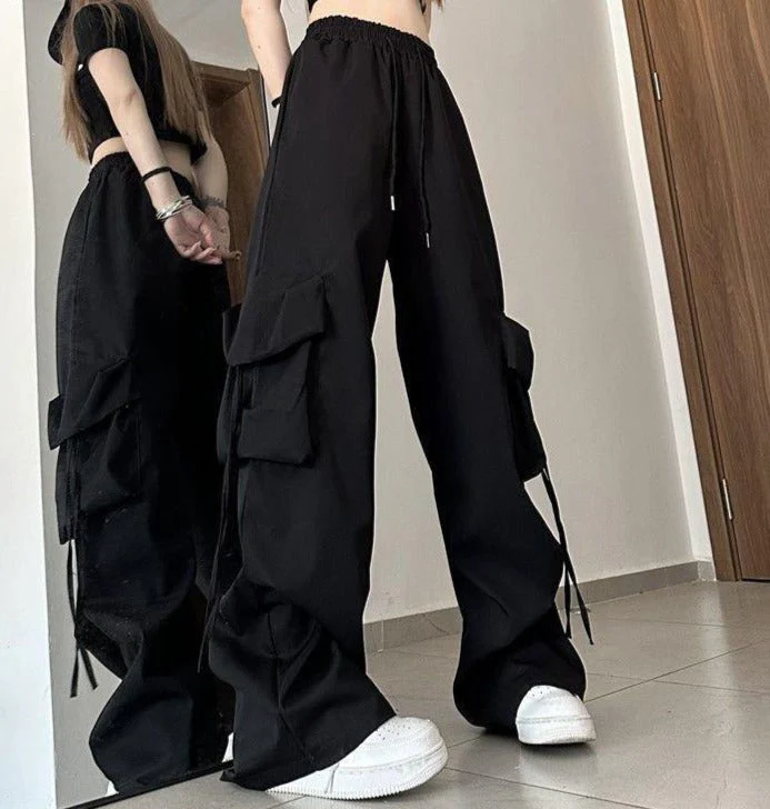 Baggy Drawstring Parachute Cargo Pants - Image 9