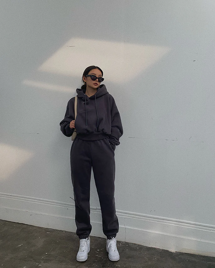 Basic Solid Hooded Tracksuit Set - Image 15
