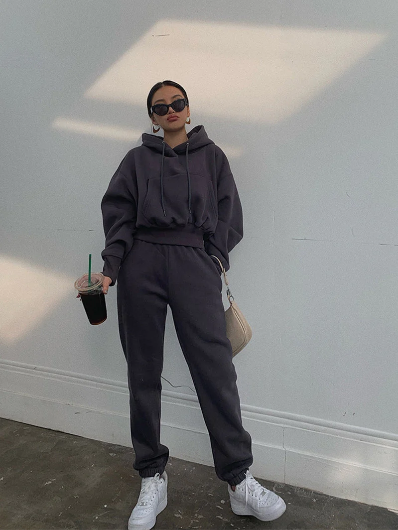 Basic Solid Hooded Tracksuit Set - Image 16