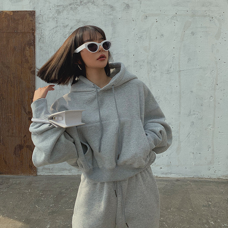 Basic Solid Hooded Tracksuit Set - Image 3