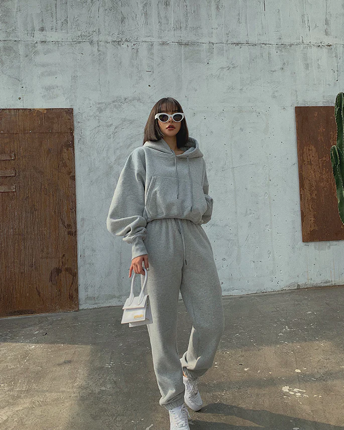 Basic Solid Hooded Tracksuit Set - Image 4