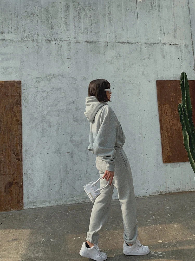 Basic Solid Hooded Tracksuit Set - Image 6