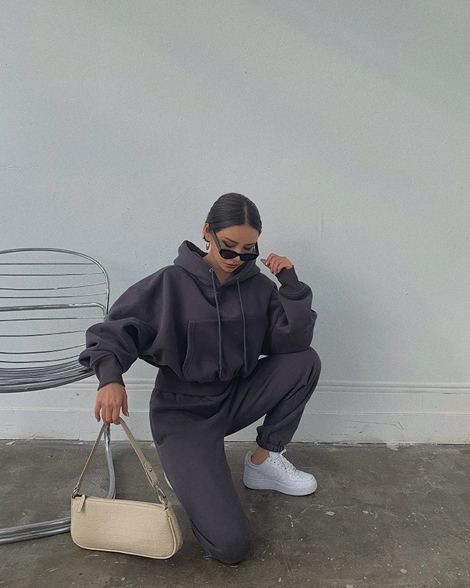 Basic Solid Hooded Tracksuit Set - Image 9