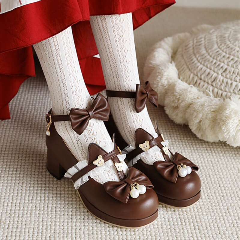 Bear Lace Bow Shoes - Image 3