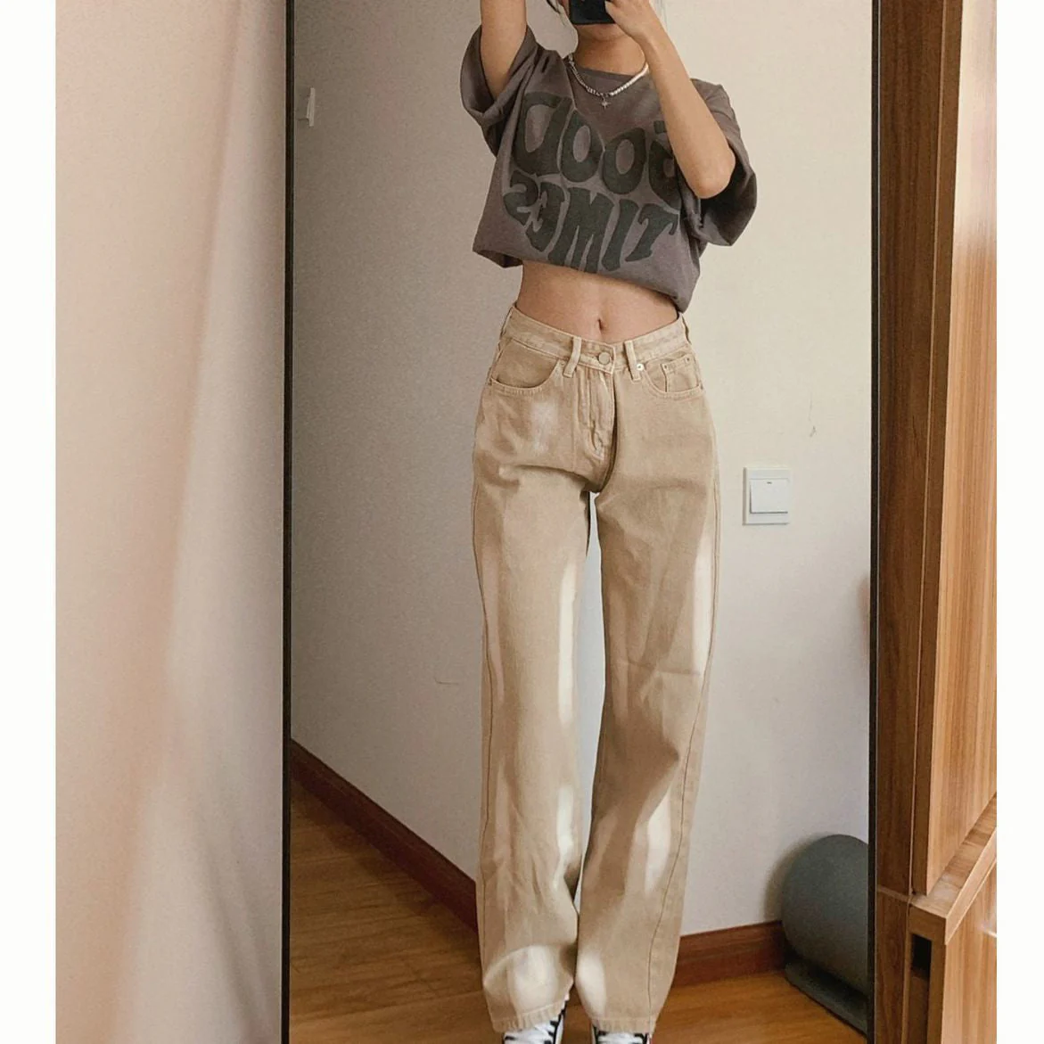 Beige Wide Leg Pants - Image 2