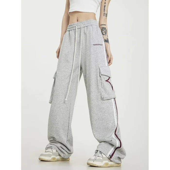 Big Pocket Stripe Drawstring Cargo Sweatpants - Image 10