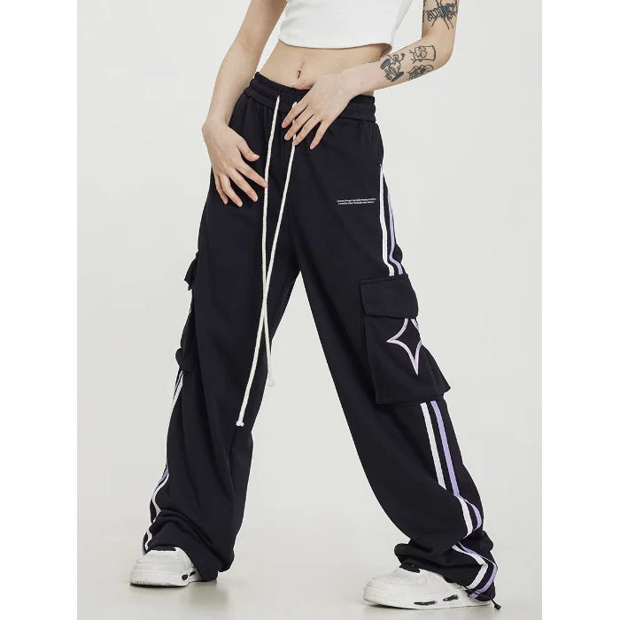 Big Pocket Stripe Drawstring Cargo Sweatpants - Image 4