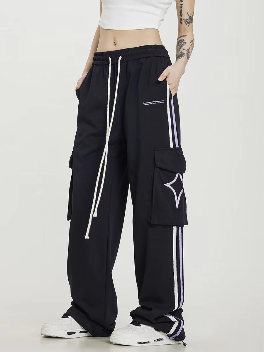 Big Pocket Stripe Drawstring Cargo Sweatpants - Image 5