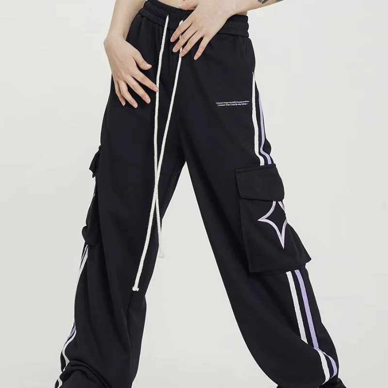 Big Pocket Stripe Drawstring Cargo Sweatpants - Image 9