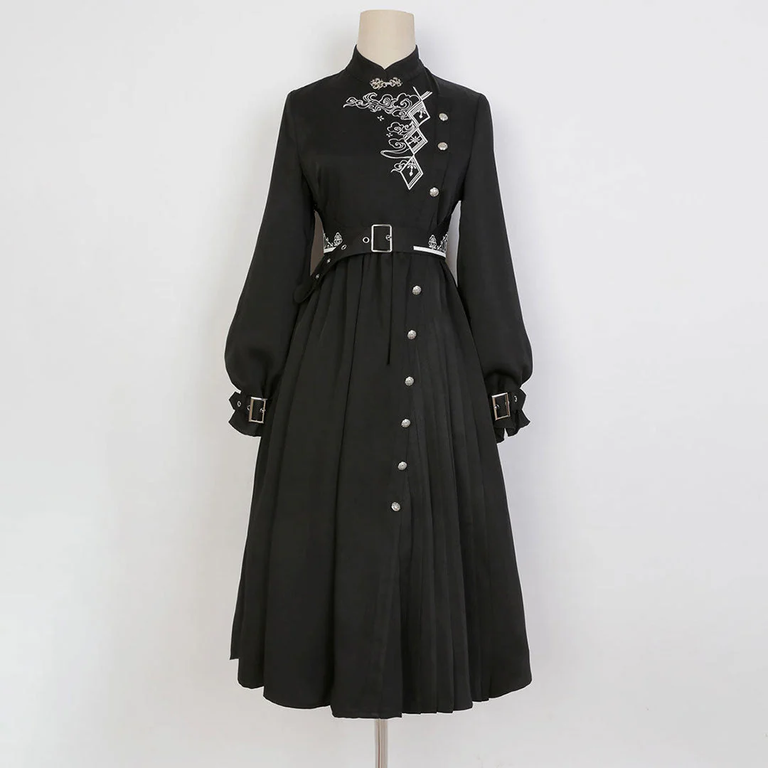 Black Cloud Embroidered Dress - Image 2