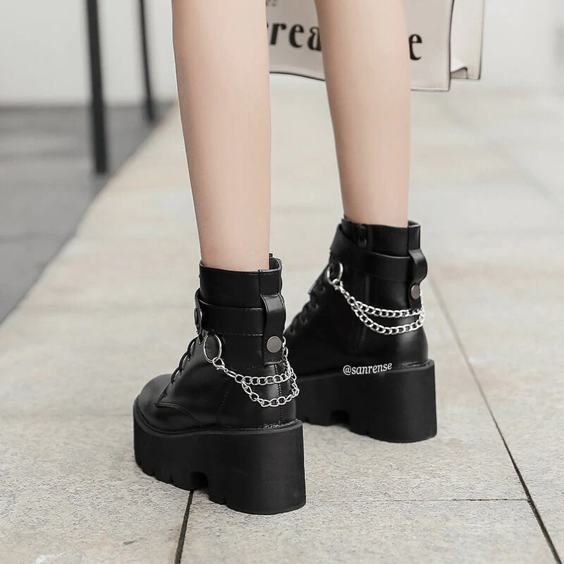 Black Heel Platform Boots - Image 3