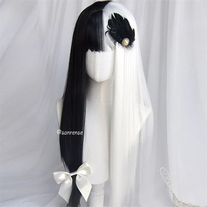 Black Mixed White Ombre Wigs - Image 3