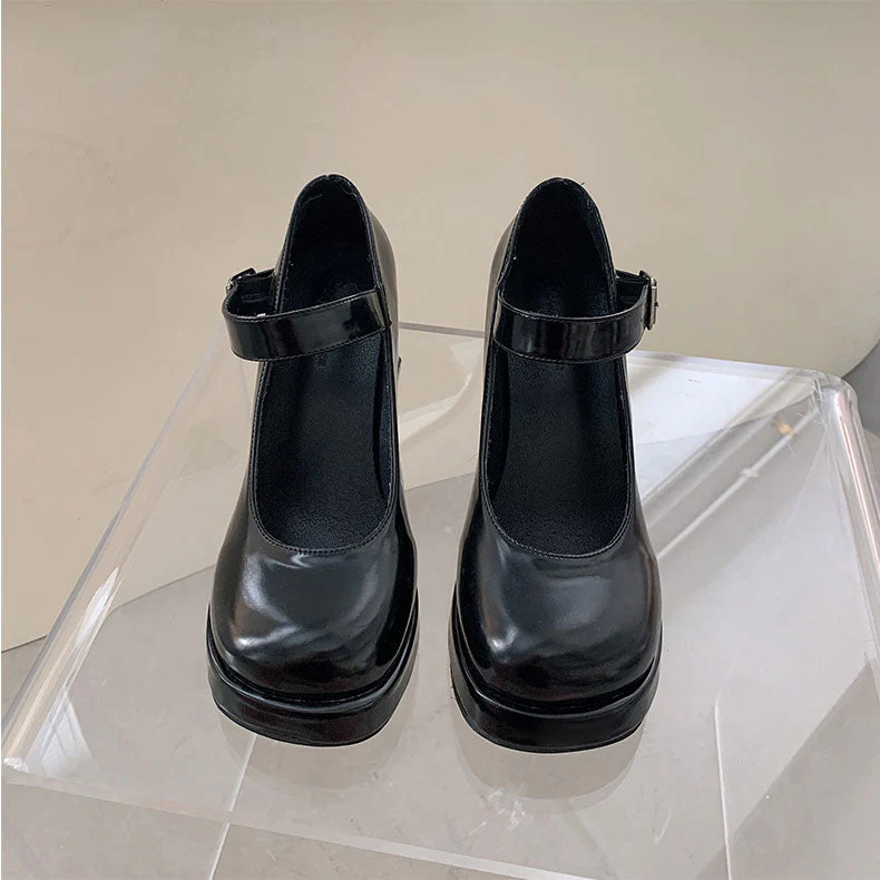 Black Pu Heels Shoes - Image 3