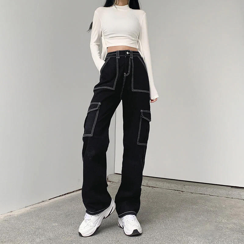 Black Straight High-rise Jeans - Image 4