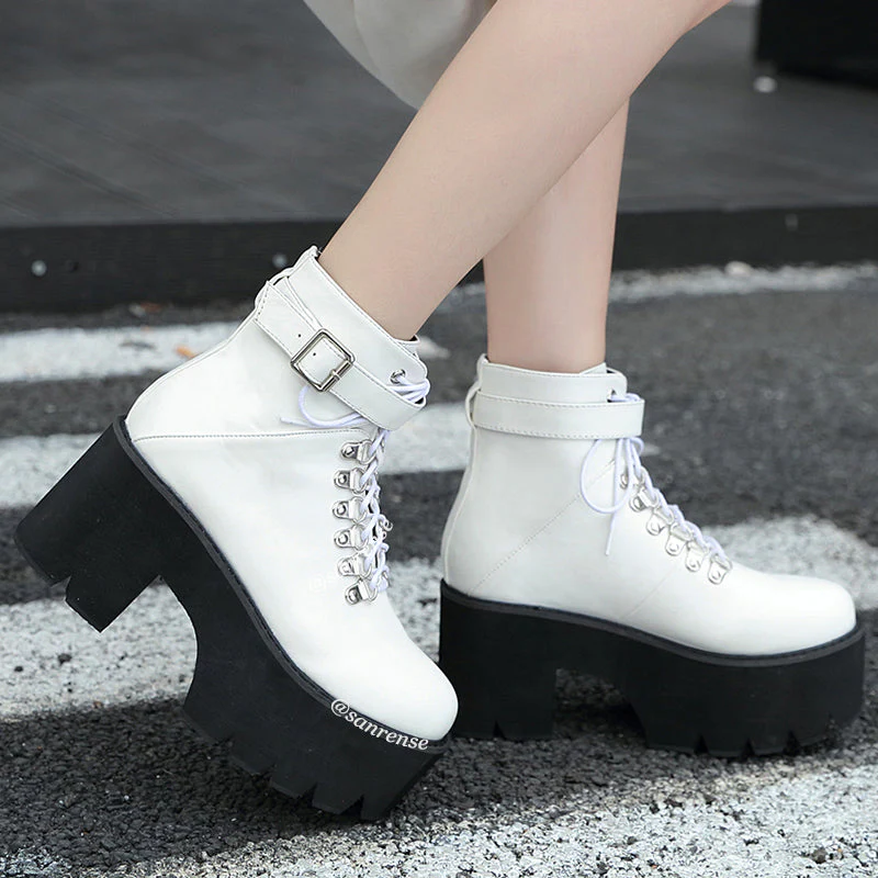 Black/White Combat Boots - Image 6